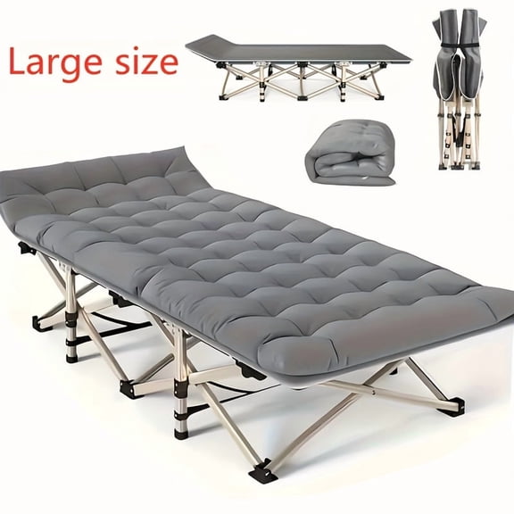 1 Piece 74in Outdoor Folding Bed, Camping Cot with/without Double-sided Mattress, Sports Field Use Lounger, Portable Foldable Bed, Heavy-duty Sleeping Cot with/without Carry Bag