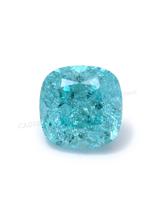 1 Piece 8x8mm Blue Paraiba Color Lab Grown Yttrium Aluminum Garnet Loose Stone With Ice Crack Inclusions Cushion Shape Inlaid Jewelry Making DIY
