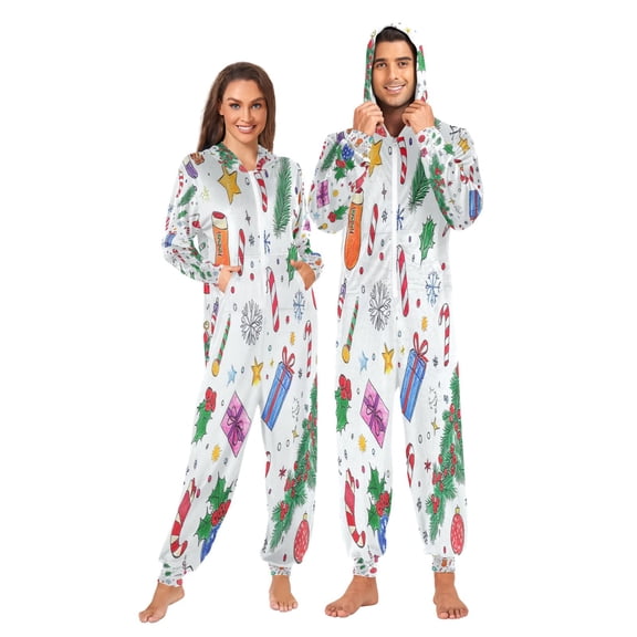 1 Piece Adult Onesie Pajamas Cozy & Loose-Fit Sleepsuit Loungewear with Pockets Cute Christmas Decorations XXX-Large