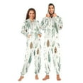 thumbnail image 1 of 1 Piece Adult Onesie Pajamas Cozy & Loose-Fit Sleepsuit Loungewear with Pockets Green Leaves and Pine Cones X-Small, 1 of 7