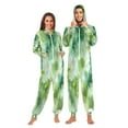thumbnail image 1 of 1 Piece Adult Onesie Pajamas Cozy & Loose-Fit Sleepsuit Loungewear with Pockets Green Tie-dye Flowers Large, 1 of 7