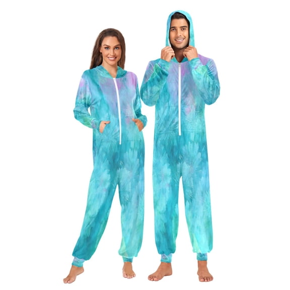 1 Piece Adult Onesie Pajamas Cozy & Loose-Fit Sleepsuit Loungewear with Pockets Pastel Blue Dandelions Medium