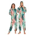 thumbnail image 1 of 1 Piece Adult Onesie Pajamas Cozy & Loose-Fit Sleepsuit Loungewear with Pockets Pink Abstract Floral Patterns Large, 1 of 7