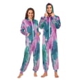 thumbnail image 1 of 1 Piece Adult Onesie Pajamas Cozy & Loose-Fit Sleepsuit Loungewear with Pockets Pink and Teal Tie-dye X-Large, 1 of 7