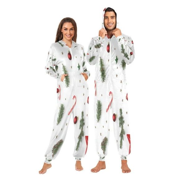 1 Piece Adult Onesie Pajamas Cozy & Loose-Fit Sleepsuit Loungewear with Pockets Red Star and Candy Small