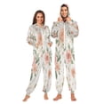 thumbnail image 1 of 1 Piece Adult Onesie Pajamas Cozy & Loose-Fit Sleepsuit Loungewear with Pockets Watercolor Rose Floral Pattern X-Large, 1 of 7