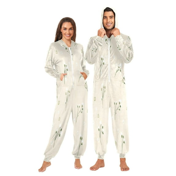 1 Piece Adult Onesie Pajamas Cozy & Loose-Fit Sleepsuit Loungewear with Pockets White Dandelion XX-Large
