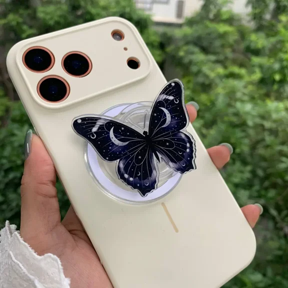 1 Piece Aesthetic Celestial Butterfly Phone Grip| Dark Moon Star Phone Stand| Trendy Magical Insect Accessory for Smartphones & Unique Gift