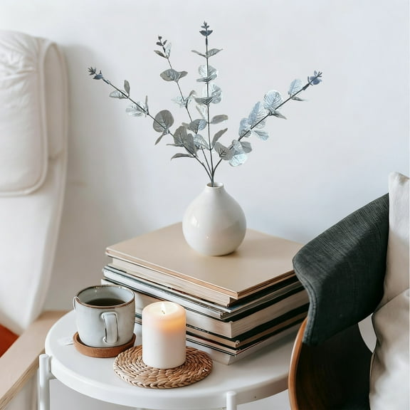 1 Piece Artificial Eucalyptus Branch - Plastic Simulation Plant, Ideal Garland Decoration & Fake Shrub for Weddings, Hotels, Home Tables & Party Centerpieces, Silver, 13.3in/34cm