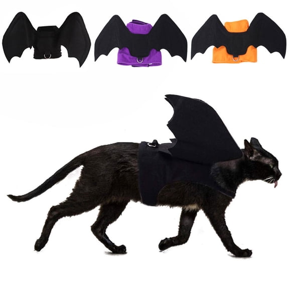This 1-Piece Black Pet Halloween Bat Wing Harness Measures 9.4 Inches in Total Width from Wingtip to Wingtip, 3.1 Inches in Central Body Panel Height, 4.7 Inches in Wing Length,