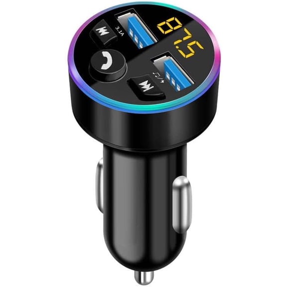 1 Piece Bluetooth 5.0 Car Radio Audio Adapter FM Transmitter MP3 Player with Dual USB Charger for Phone and Tablets