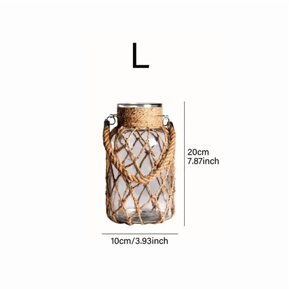 1 Piece Bohemian Vintage Creative Handwoven Mesh Pocket Clear Glass Vase, Portable Floral Hydroponic Vase Decorative Ornament