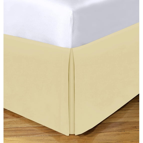 1 Piece Box Pleated with Split Corners 100% Egyptian Cotton Bed Skirt 1000 Thread Count 12" Inch Drop Easy Fit Luxury Bedding Collection California Queen Size (60"X84") - Ivory Solid