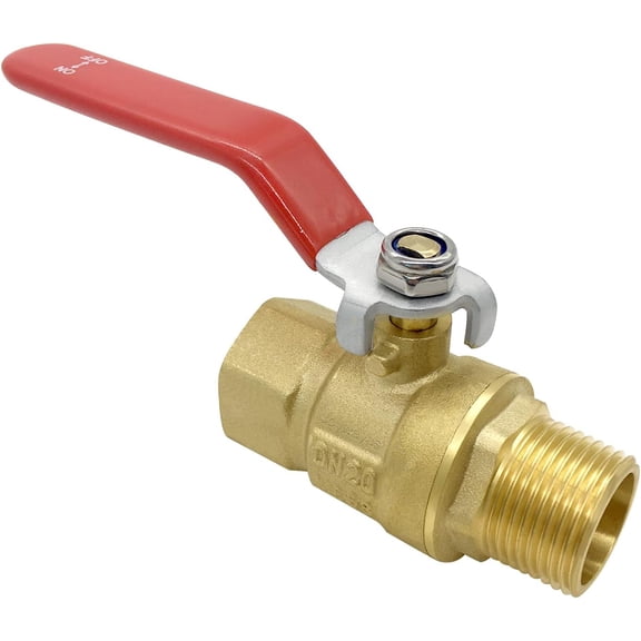1 Piece Brass Ball Valve 3/4 Inch NPT Female Male Thread Shut Off Pipe Fittings