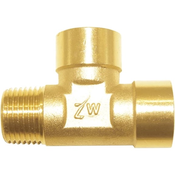 1 Piece Brass Pipe Fitting Barstock Tee 3 Way NPT 1/2 Inch Female Male Hose Adapter