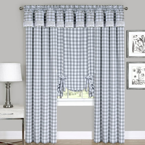 Buffalo Grey Plaid Modern Window Curtain Panel : 58" x 14" Valance - Single