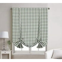 1 Piece Buffalo Check Plaid Gingham Rod Pocket Window Tie Up Shade Curtain Panel (42" X 63", Sage/Beige)