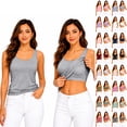 thumbnail image 1 of 1 Piece Built-in Bra Tank Top for Women, Seamless Scoop Neck Cami with Fixed Padding for Sleep & Daily Layering Black XXXL, 1 of 7