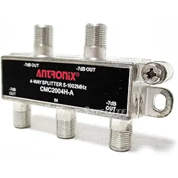 1 Piece CMC2004HC-A Professional Grade Heavy Duty 4-Way Balanced 5-1002MHz Corrosion Resistant Plating RG6 RG59 RG7 RG8 RG11 Coaxial Cable Splitter for Charter, Time Warner, Cox, Comcast, HDTV