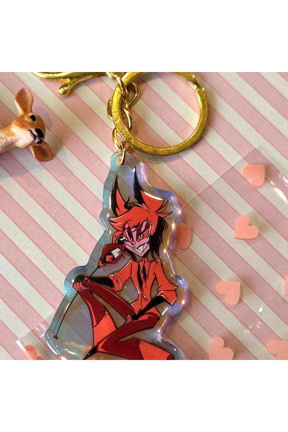 1 Piece Cartoon Demon Radio Host Valentine 3-Inch Acrylic Charm Keychain Anime Bag Accessory Fan Gift
