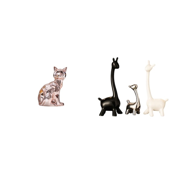 1 Piece Cat Figurine Giraffe Sculpture Elk Deer Statue Ceramic Material for Office Desk Bookshelf Shelf Home Decoration
