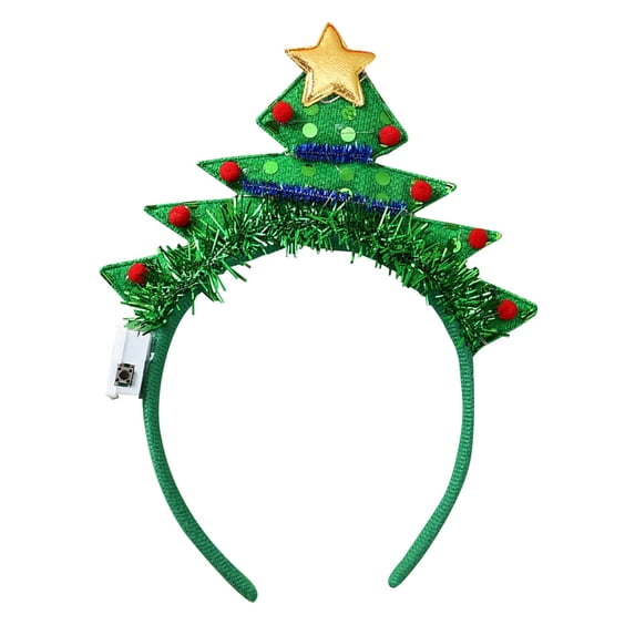 Sahpxhe 1 Piece Christmas Decorations Christmas Tree Headband with Lights, Beautiful Cute Xmas Tree Hair Hoop for Xmas Costume Props 7.87x7.87 Inch Multicolor