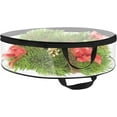thumbnail image 1 of 1 Piece Clear Christmas Wreath Storage Container 24 Inches Xmas Wreath Storage Bag Plastic Christmas Garland Container with Dual Zippers and Reinforced Handles for Xmas Seasonal Wreath (Black), 1 of 6