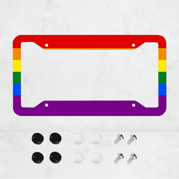 1 Piece, Color License Plate Frame, Rainbow License Plate Frame, 7 Float License Plate Frame, Front And Rear License Plate Cover,4 Hole Common License Plate, Car Decoration, Standard Size 12x6 Inch