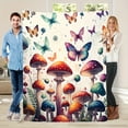 thumbnail image 1 of 1 Piece Colorful Mushroom and Butterfly Theme Pattern Printed Flannel Blanket Suitable for All Seasons Multifunctional Gift Printed Blanket Ideal Holiday Birthday Gift Choice for Family and Friends, 1 of 7