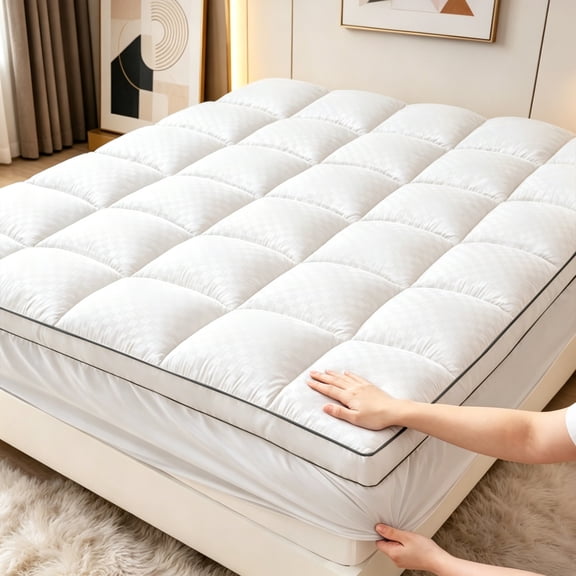 1-Piece Cool & Comfortable Mattress Protector, All-Season Cooling & Breathable Quiet Anti-Slip, Quilted Fitted Mattress Cover, Deep Pocket Heightened Design(white,Twin)