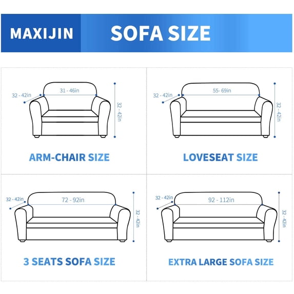 1 Piece Couch Cover + 1 Piece Loveseat Cover (Black)