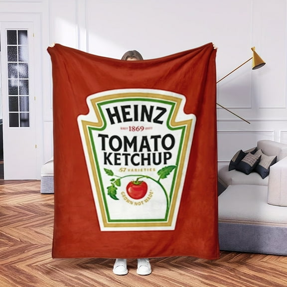 1 Piece Cozy Heinz Ketchup Blanket - Soft Lightweight Versatile Vivid Red and white Design