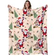thumbnail image 1 of 1 Piece Cozy Santa and Reindeer Flannel Blanket - Soft and Warm All-Season Bedspread with Christmas Tree, Snowman, and Elf Patterns, 1 of 5