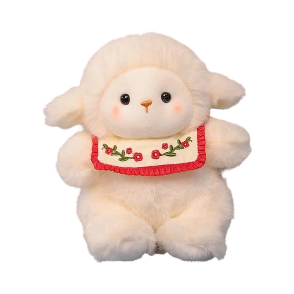 1 Piece Creative & Adorable Lamb Plush Toy With Bib Decoration (No Label), Soft Stuffed Animal With Plush Fabric And Pp Cotton Fill (Non - Irritating For Sensitive Skin), Ideal As