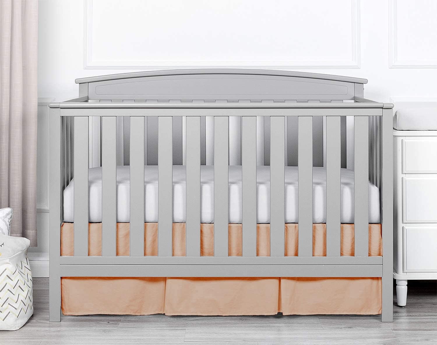 1 Piece Crib Pleated 100% Egyptian Cotton 800 Thread Count Bedskirt for Baby Boys Girls Crib Pleated Toddler (28” x 52” x 14’’) Bed Skirt - Blush Solid