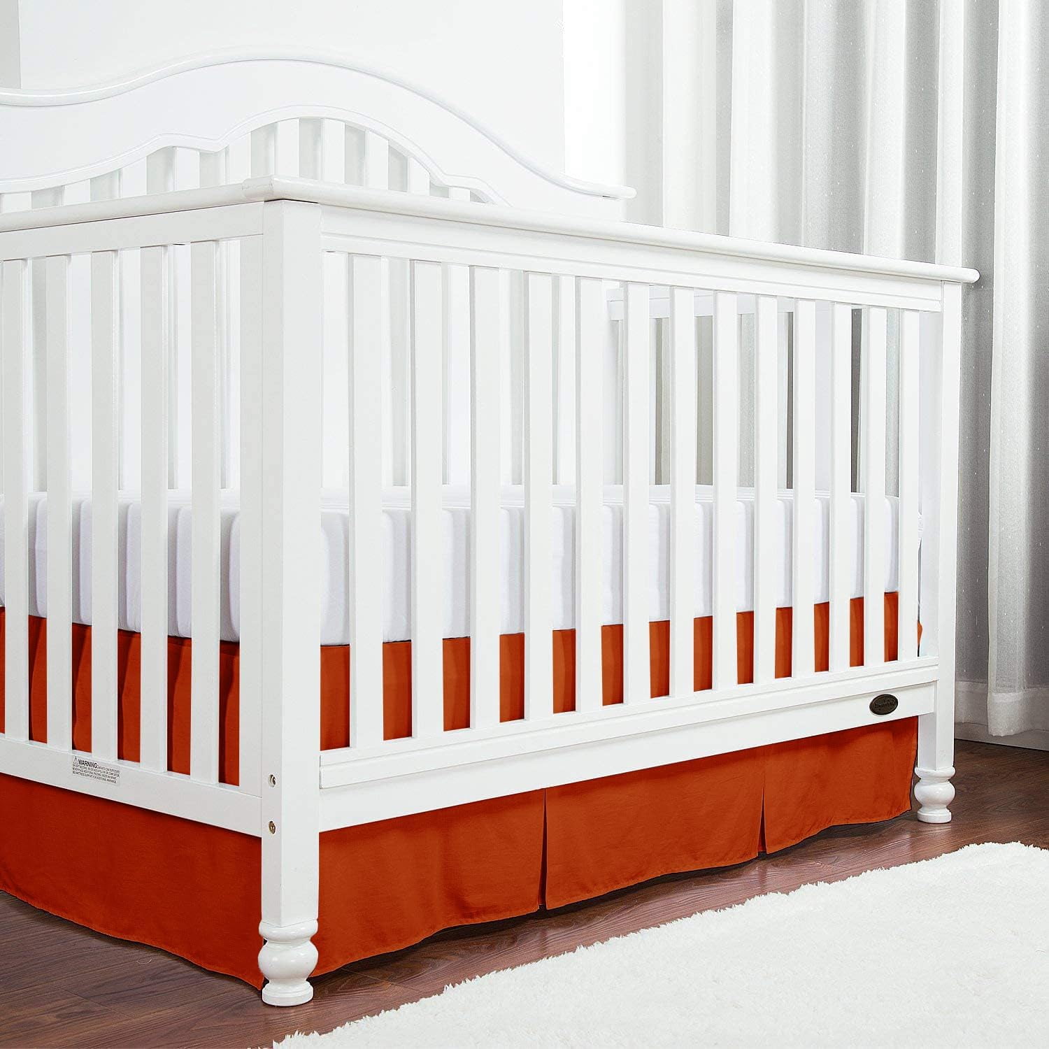 1 Piece Crib Pleated 100% Egyptian Cotton 800 Thread Count Bedskirt for Baby Boys Girls Crib Pleated Toddler (28” x 52” x 14’’) Bed Skirt - Burnt Orange Solid