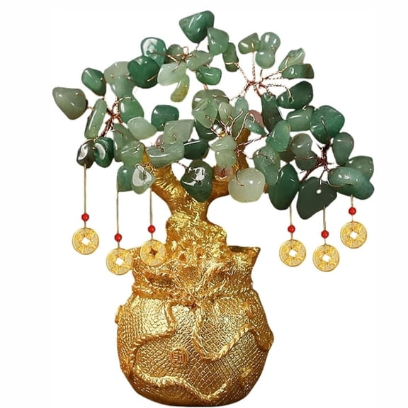 1 Piece Crystal Money Tree, Feng Shui Bonsai For Wealth, Citrine Success Ornament, Home Office Desk Decoration, Positive Energy Symbol, 6.3 Inch