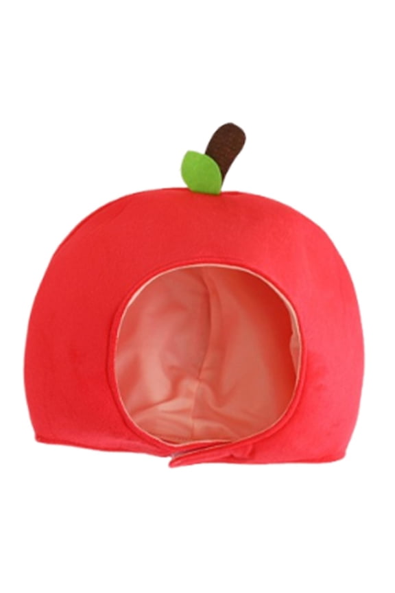 1 Piece Cute Plush Hat Apple Soft Head Cover for Women Dress Up Party Cosplay Selfie Event