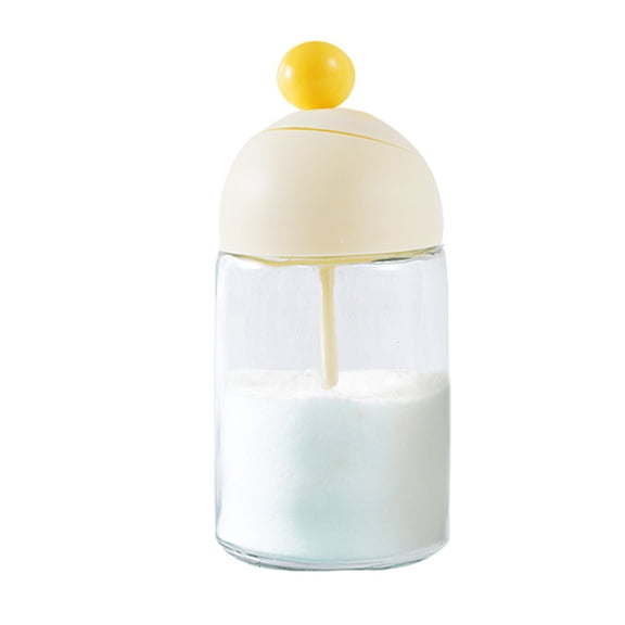 1-Piece Decorative Glass Seasoning Container with Airtight Lid and Spoon – Salt or Spice Jar for Stove Top, Prevents Clumping, Cute Kitchen Decor for Coffee Bar or Pantry, Yellow, By Harlik