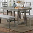 thumbnail image 1 of 1 Piece Diamond Wood Grain Pattern Dining Table, Solid Wood Rectangle Table for 6 People, Rustic Style Table for Living Room/Dining Room, Grey, 1 of 6
