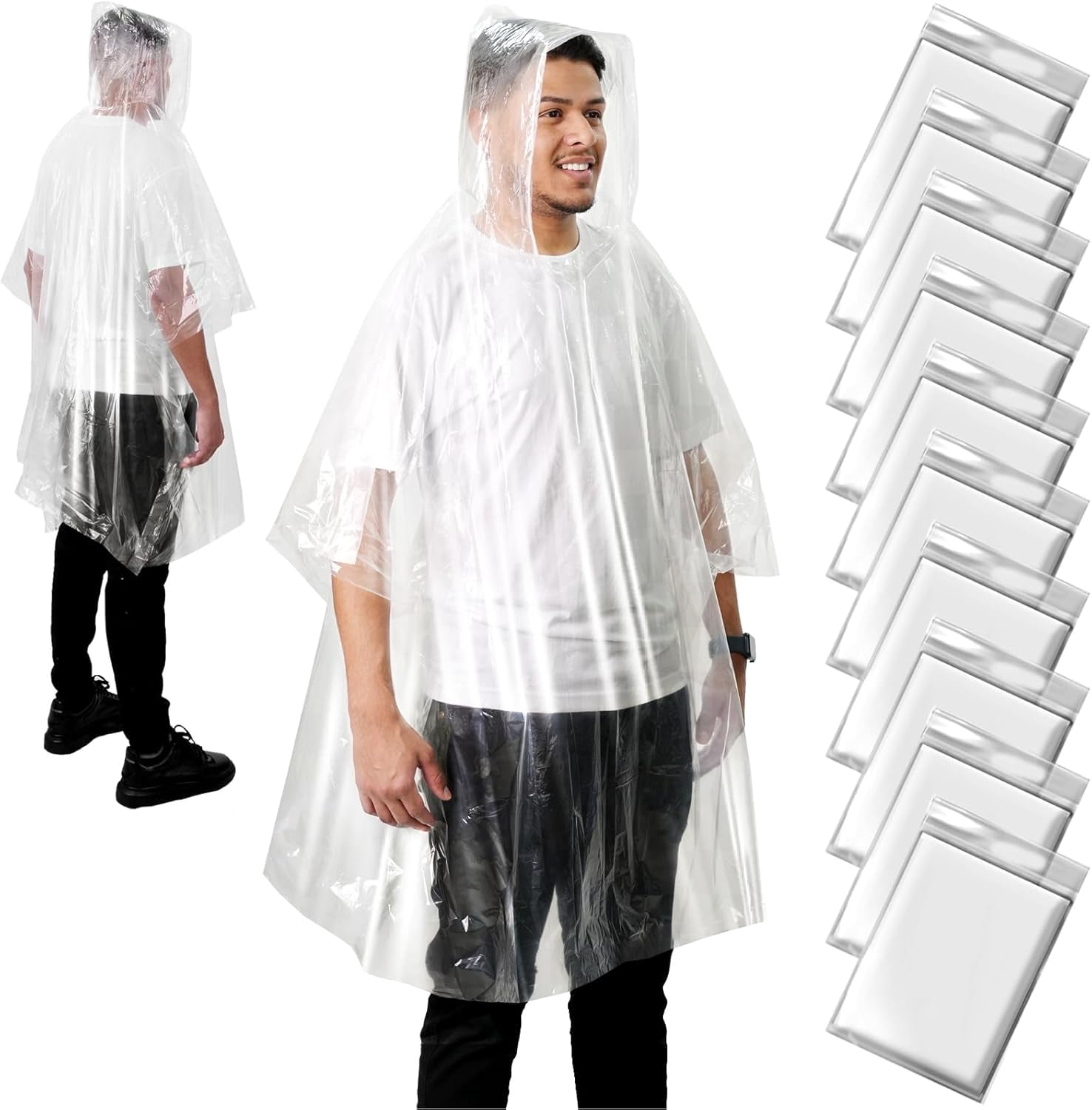 1 Piece Disposable Adult Rain Poncho Waterproof Emergency Gear Compact ...