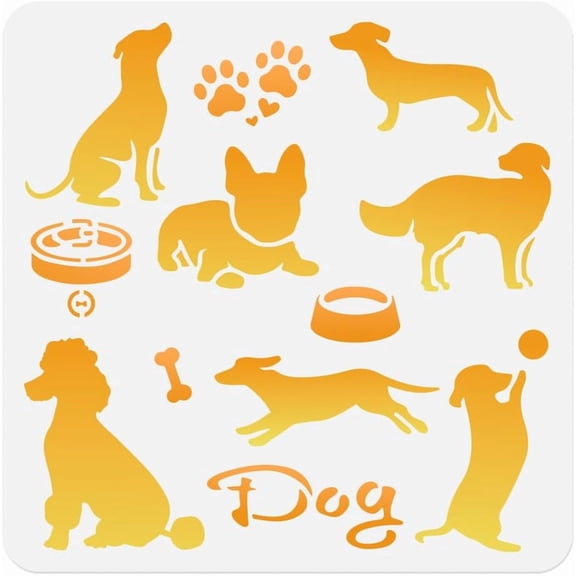1 Piece Dog Craft Art Stencil 11.8"x11.8" Puppy Dog Plastic Reusable Stencil DIY for Wood Burning Paint Template DIY for Painting on Wall Wood Fabric Canvas Furniture Floor