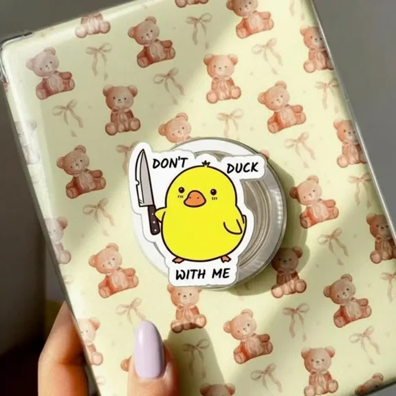 1 Piece Don't Duck With Me Magnetic Phone Grip - Kawaii Yellow Duck Magnetic Phone Stand - Kawaii Cartoon Grip for Phones and E-reader
