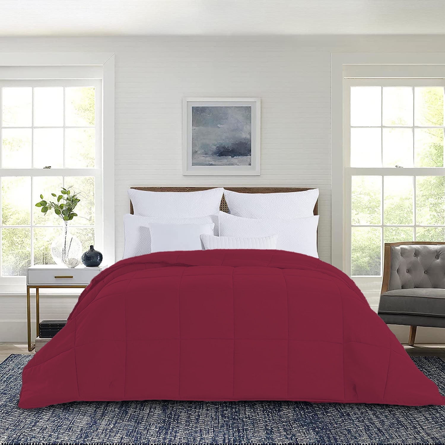 1-Piece Down Alternative Comforter - Soft Lightweight Microfiber Comforter – Hypoallergenic, Breathable, Year-Round Use Bedding