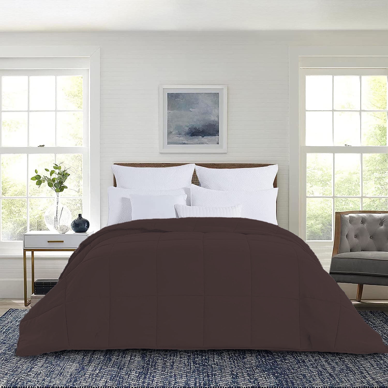 1-Piece Down Alternative Comforter - Soft Lightweight Microfiber Comforter – Hypoallergenic, Breathable, Year-Round Use Bedding