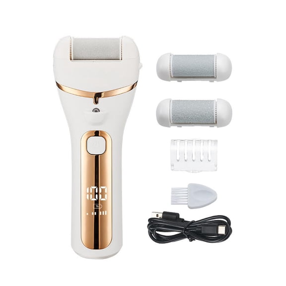 1-Piece Electric Foot Grinder with Quartz Rollers and Smart Led Display for Gentle Exfoliation and Callus Removal