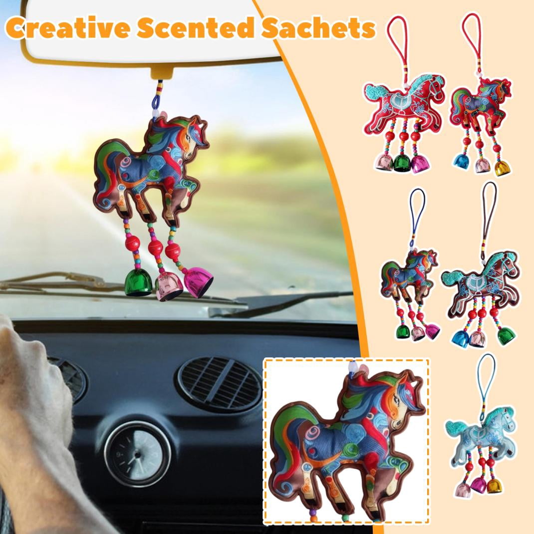 1-Piece Embroidered Horse Lucky Charm Pendant With Bell, Traditional ...