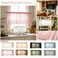 thumbnail image 1 of 1 Piece Embroidered Lace Kitchen Cafe Curtain, 69 x 22 Inch Sheer Floral Tier for Window Privacy & Decor Beige, 1 of 8