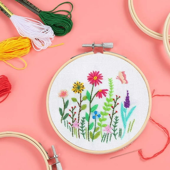 1 Piece Embroidery Hoop Bamboo Circle Cross Stitch Hoop Ring 4 inch for Embroidery and Cross Stitch