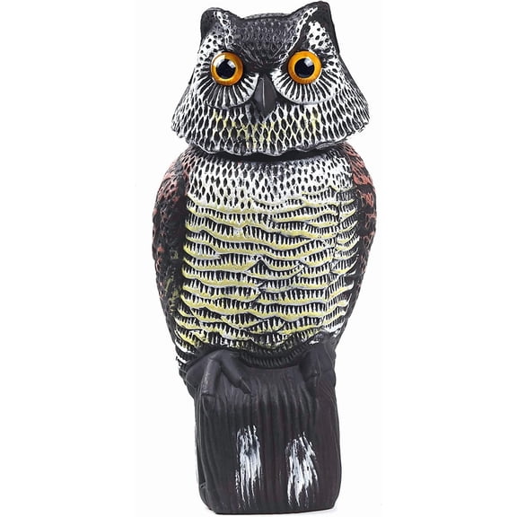 1 Piece Fake Owl Decoy Rotating Head Scarecrow Plastic Statue Pest Repellent Garden Protector